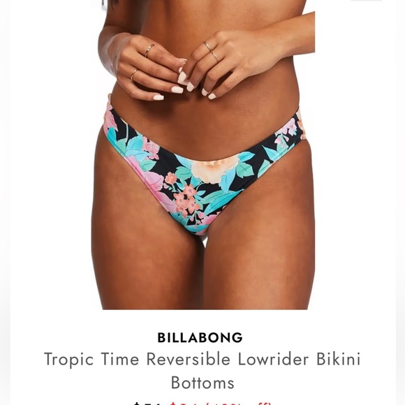 NWT BILLABONG Lost Cove low rider Reversible Tropic Bikini Bottom L - Picture 1 of 6
